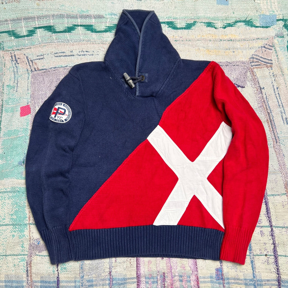 Polo Ralph Lauren Yacht Club Sweater Size Medium Red White Blue Association